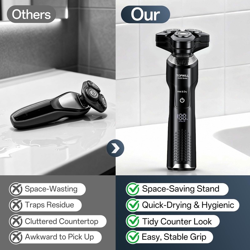 Electric Shaver for Men, 3-in-1 Rechargeable Razor and Trimmer