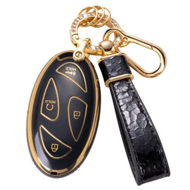 Muzizyq for Hyundai Key Fob Cover with Keychain Lanyard, Key Case Protection Fit for Hyundai Ioniq 6 Grandeur GN7 KONA 2023 2024 Smart Key Protector Holder, Black