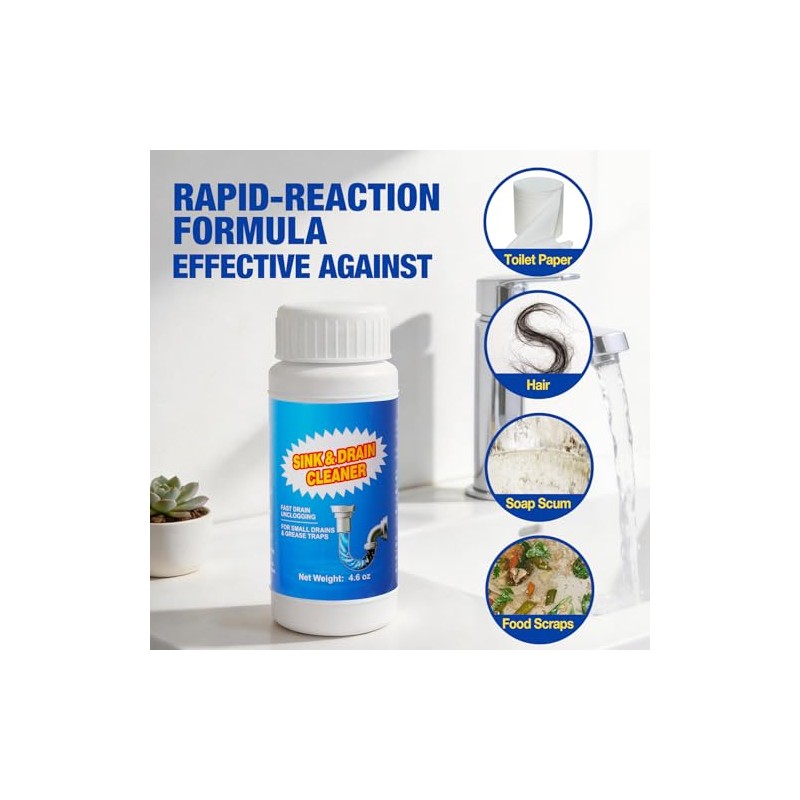 Powerful Drain Clog Remover Powder - Fast Acting Formula