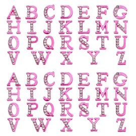 OLYCRAFT Pack of 52 26 Styles Pink Letters Nail Rivets Rhinestone Letters 26 Letters Pendant with Rhinestones A Z Letters Rhinestone Resin Filler for Nail Art Decoration