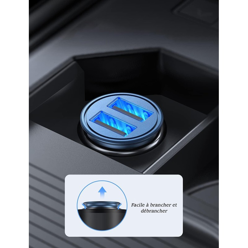 TechExpert Car Charger 4.8A 24W Dual Port Fast Charge Allows