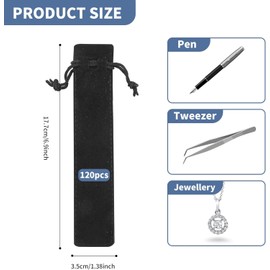 Yeanifeana 25 Piezas de Terciopelo Cordón Bolígrafo Multicolor Terciopelo Bolígrafo Manga Bolsa de Terciopelo Bolígrafo Caja de Lápices a Granel Fiesta de Navidad Como Regalos (Negro)