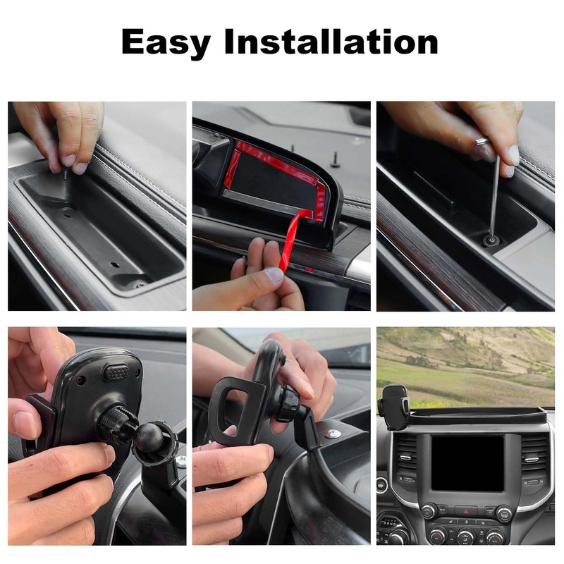 JWWY Phone Holder Mount with Storage Tray Central Dashboard Phone