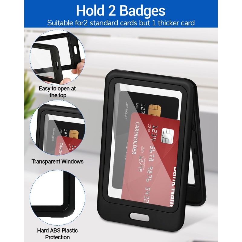 BelroseHom 3 Pack ID Badge Holder with Double-Sided Clear Windows,