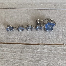Unbranded 16g Blue Star Gem Reverse Top Down Dangle Belly Button Navel Ring US seller