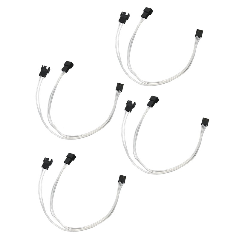 4pcs PWM Fan Extension Cable 4 Pin Silver Coated Copper