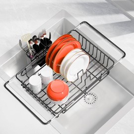 Expandable Stainless Steel Dish Drainers for Kitchen Counter, Dish Dryer Rack for Inside Sink