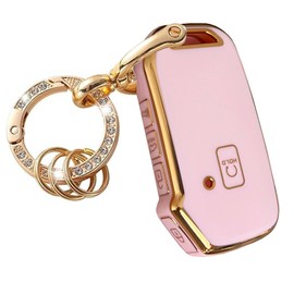 Rilnaewn Keyless Entry Systems for Kia Key Fob Cover Fits for Kia Cerato Ceed Forte NIRO Sorento Seltos Sportage Soul Telluride Remote Key (Pink-Gold)