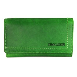 Hill Burry High-Quality Vintage Leather Women's Wallet Long Purse made of Soft Leather 17.5 x 10 x 3 cm (W x H x D), Green