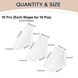 uxcell 30Pcs Triangle Glass Corner Protector, 0.5/0.8/1.2 Inch Plastic Glass Table Corner Protector Transport Corner Guard for Glass, Ceramics, Wood, and Steel(Right Angle, Clear)