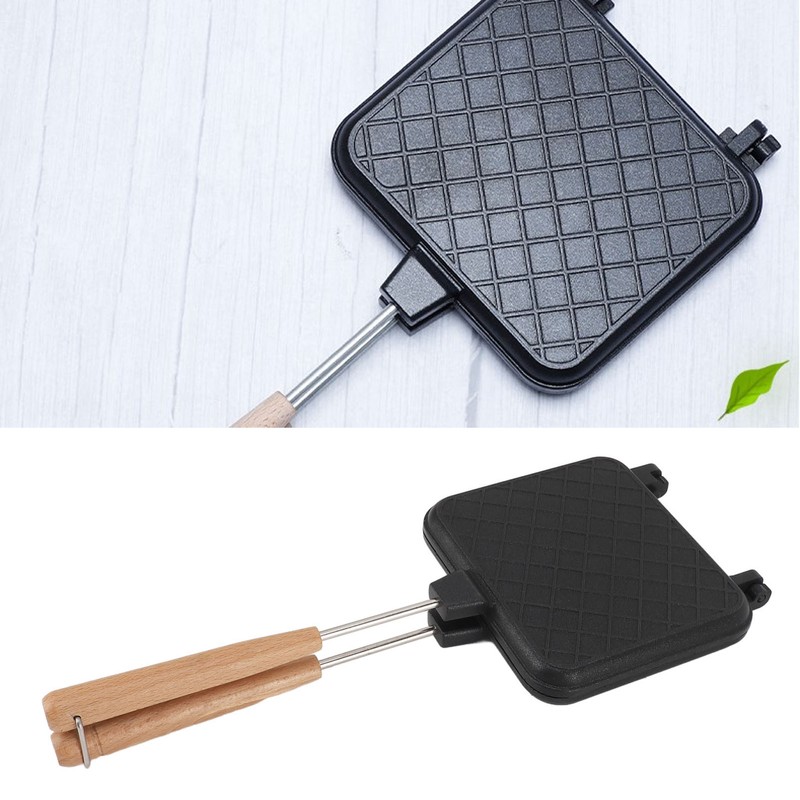 Double Sided Frying Pan Aluminum Solid Wood Anti Stick Stovetop