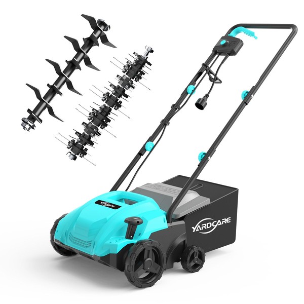 YARDCARE 2-in-1 Electric Dethatcher & Scarifier, 13-Inch Electric Lawn Dethatcher