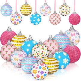 Zeyune 16 Pcs Spring Ornaments for Small Tree 1.97'' Spring Floral Ball Tree Hanging Decorations Daisy Ball Ornaments for Holiday Party Supplies Home