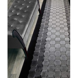 13 ft Long Non-Slip Washable Carpet Runner Rug with Rubber Backing, Custom Floor Mat for Kitchen Hallway Stairs Bedroom Bathroom Entryway, Checkered Black - Grey, Your Choice of Length, (26" X 13')