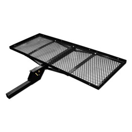 TLAPS 7422455613605 Universal Compatible with Class 3 III / 2" Receiver Tube 59" Black Mesh Steel Rear Bumper Trailer Tow Hitch Mount Foldable Cargo Carrier Tray