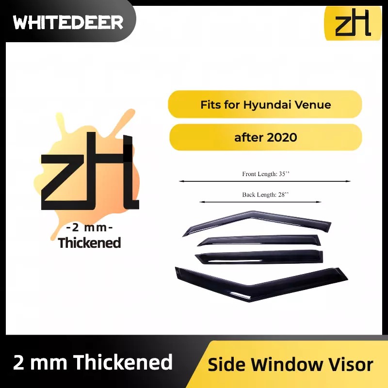 zh Fits Hyundai Venue 2020+ Side Window Visor Sun Rain