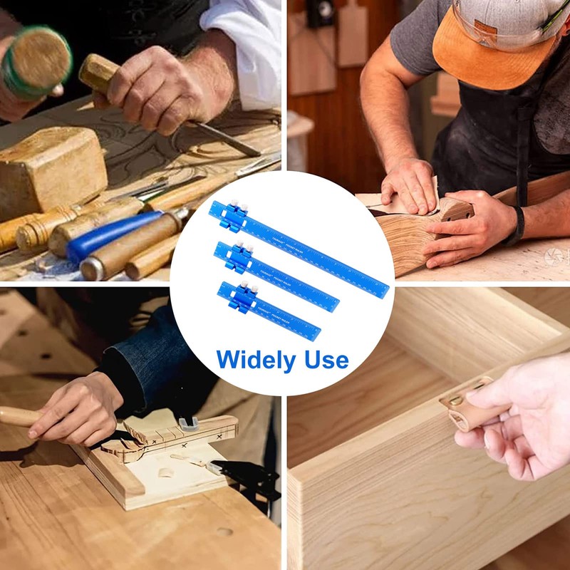 TOURACE Aluminum Woodworking Rulers with Slide Stop (3 Pcs) Precision