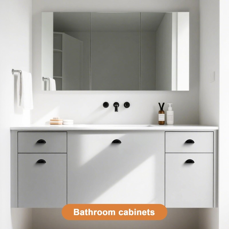 Probrico 5 Pack Matte Black Cabinet Cup Pulls,3 Inch(76mm) Hole