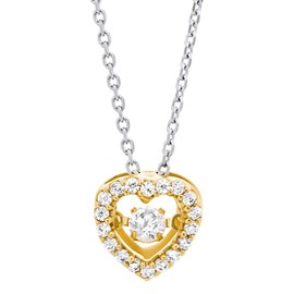 Julie Julsen JJDNE0777.3 Women's Moving Stones 925 Sterling Silver Necklace with Gold-Plated Heart and 19 Zirconia Stone, Unit size, Sterling Silver, Cubic Zirconia