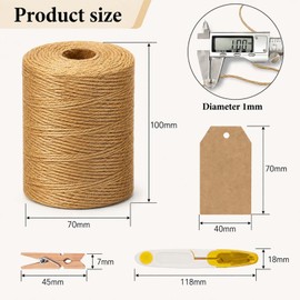 LMSAWK Set Spago di Juta 400 m, Cordino 1 mm, Spago da Imballaggio in Fibra di Juta per Giardinaggio, Macramè, Fai da Te, Nastro Regalo, Progetti DIY e Decorazione