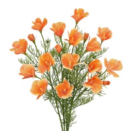 Briful 5 PCS Spring Orange Hibiscus Artificial Flowers, Realistic Silk Flowers Faux Bridal Bouquet for Home Décor Indoor Farmhouse Wedding Centerpieces Vase