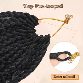 10 Inch Boho Box Braids Crochet Hair Pre Looped 1B - Goddess Box Crochet Hair with Curly Ends, 8 Packs Crochet Braids for Black Women Synthetic Hair Extensions