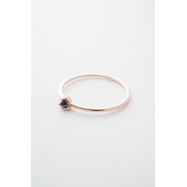 Honeycat Black Iron Ore Crystal Point Ring in 18k Rose Gold Plate | Minimalist, Delicate Jewelry (RG, 7)