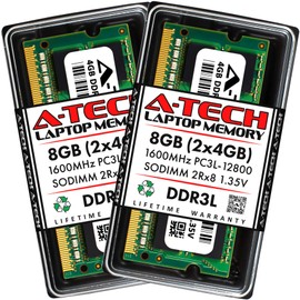 A-Tech 8GB (2 x 4GB) DDR3/DDR3L 1600MHz PC3-12800 SODIMM RAM Kit | 2Rx8 1.35V Non-ECC Unbuffered 204-Pin Laptop Memory Upgrade Modules