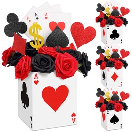 Zhanmai 12 Pcs Casino Favor Boxes 6.7 x 5.5 x 5.5 Inch Paper Poker Boxes Casino Table Decorations for Las Vegas Game Night Birthday Party Themed Centerpieces Decorations