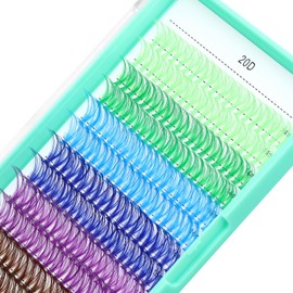 Bodermincer 20D/30D/40D/50D Cluster Large Tray 240pcs D Curl Individual Cluster Eyelashes False Eyelashes Extension Individual Eyelash Bunche Lash Cluster DIY at Home (20D Colorful-14-16-18mm Mixed)