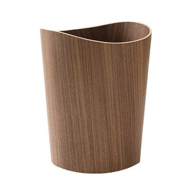 BISOZER Wood Trash Can, Round Stackable Wastebasket, Natural Wood Garbage Recycling Bin for Bathrooms, Powder Rooms, Kitchens, Home Offices (B-Dark Wood)