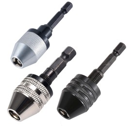 HOHXEN Pack of 3 Drill Chuck Adapter, Mini 3-Jaw Quick Change Screwdriver Drill Adapter with 1/4 Inch Hex Shank (Clamping Range: 0.3-3.6 mm & 0.3-6.5 mm & 0.6-8 mm)