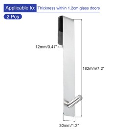 sourcing map 2 Pcs Shower Door Hooks, 7.2 Inch Stainless Steel Extended Over Door Hooks Glass Door Hook Shower Towel Hooks for Frameless Glass Shower Door, Silver