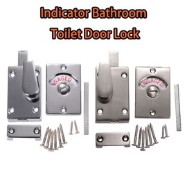 Door Lock Indicator,Toilet Bathroom stall Lock Vacant/Engaged Chrome Latch Indicating DeadBolt Public Restroom Toilet Privacy Partition Door Lock Latch - Chrome, 2Pcs