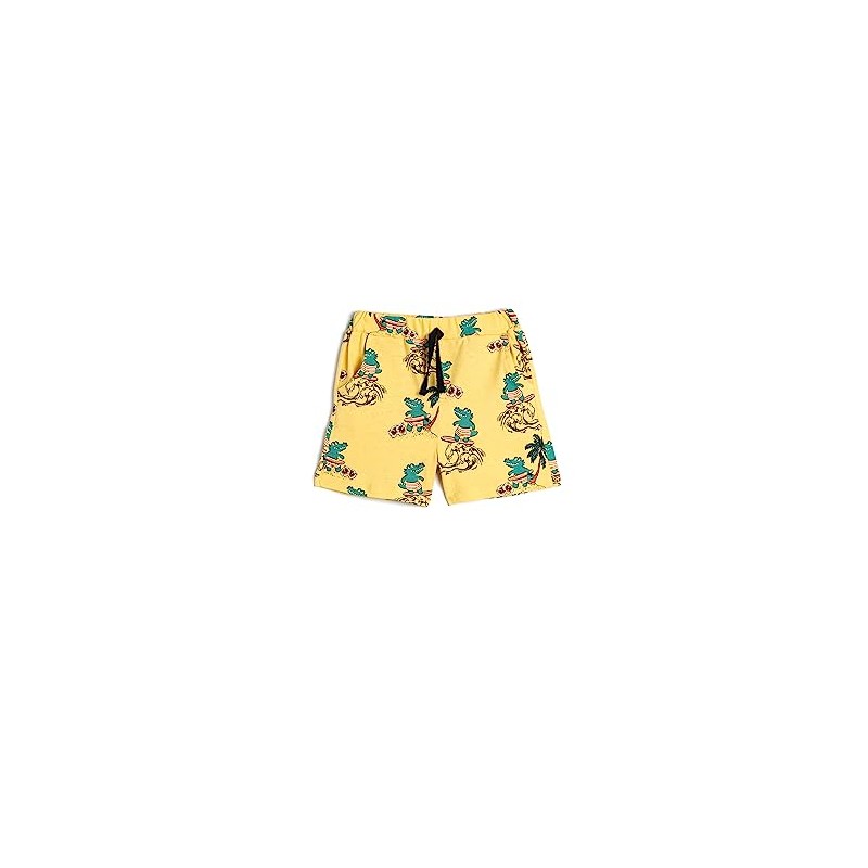 Koton Boys's Drawstring Pockets Crocodile Printed Cotton Shorts, Yellow Design(1d6)
