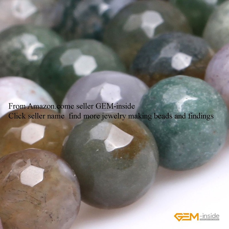 (8mm/dark green) - GEM-inside Indian Agate Gemstone Loose Beads 8mm