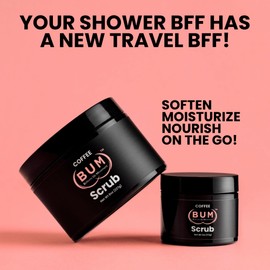 (BUM) Coffee Scrub - Exfoliating Sugar Body Polish, Hydrates, Moisturizes, Anti Cellulite & Stretch Mark Treatment, with Organic Shea, Coconut Oil, Rosehip, Vitamin E, & Jojoba, Natural Deodorant, 2oz