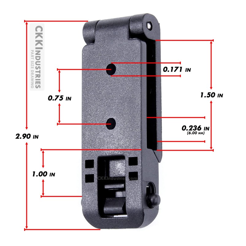 HolsterSmith [2 Pack] Molle Compatible Locking Belt Clips w/Mounting Hardware