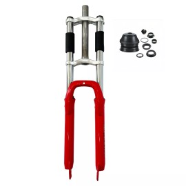 CDHPOWER 1-1/8" Threadless Bicycle Fork 26" Triple Tree Suspension Fork &Headset - Red
