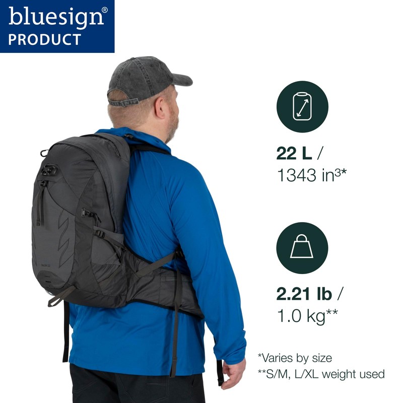 Osprey Talon 22L Men's Hiking Backpack with Hipbelt, Eclipse Grey,