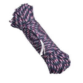 DonDon 98 ft - 30 m nylon cord Paracord survival DIY rope cord for outdoor camping activities 0.6 inch - 4 mm - 7 strands night blue-red-white