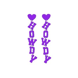 Western Cowboy Cowgirl HOWDY Letters Glitter Drop Dangle Earrings for Women Acrylic Glitter Rodeo Disco Cowboy Hat Earrings Country Concert Party Outfits Jewelry-Love-Purple