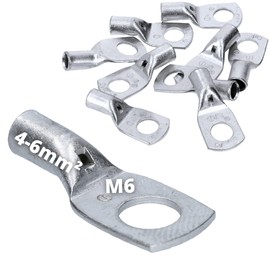 Cembre A1-M6 Tube Cable Lug 4-6 mm² M6 Uninsulated Tin-Plated Copper Pack of 10