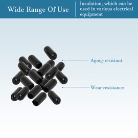 QUARKZMAN Pack of 20 Thread Protection Flexible Waterproof Rubber End Caps 6 mm for Furniture and Kitchen and Industry Black