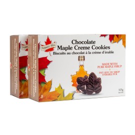 Turkey Hill Sugarbush 100% Pure Canadian Premium Maple Syrup Chocolate Cream Filled Cookies- All-Natural Maple Leaf Shape Delicious Cookies(2 Pack, Chocolate Cookies)