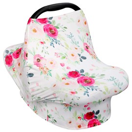Nursing Cover Breastfeeding Scarf, Car Seat Covers for Babies Infant Carseat Canopy, Stretchy Soft Breathable Multi-Use Cover Ups for Stroller High Chair Shopping Cart, Perfect for Boys Girls