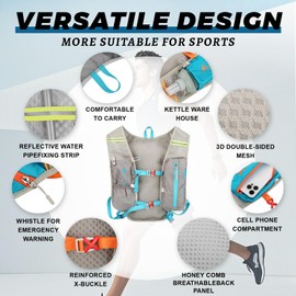 Running Hydration Vest Backpack, Lightweight Water Backpack with 2*2L Leakproof Hydration Bladder+2*Wrist Brace+1*Head Band, Hydration Backpack Running Vest for Hiking Biking Running for Women Men