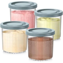 for Ninja Creami Pints and Lids - 4 Pack,16OZ Compatible with NC299AMZ & NC300s Series Ice Cream Makers, Extra Cups Replacement for Ninja Creamy Containers Airtight Anti-slip Dishwasher Safe - Size: 16oz-Original Creamy Containers 4 pack