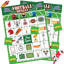 ViLeo Football Party Games Football Bingo for Adults Kids Football Games 24 Players Football Activities Football Birthday Party Supplies Favors