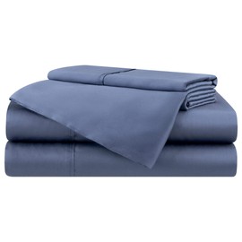 Aston & Arden Eucalyptus Sheet Set - Super Soft, Silky Cooling Tencel Lyocell | Breathable, Wrinkle-Free, Sustainably Sourced | 4-Piece Flat, Fiitted Bed Sheets, Pillowcases, Queen, True Navy